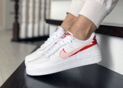 Женские кроссовки Nike Air Force Shadow (белые с красным) c28e9d7c8e - зображення 1