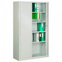 Шкаф-купе белый металлический с дверями жалюзи. 89f3890078 - зображення 1