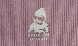 Наклейка на авто Baby on board Белая светоотражающая 1099cb641d - зображення 1